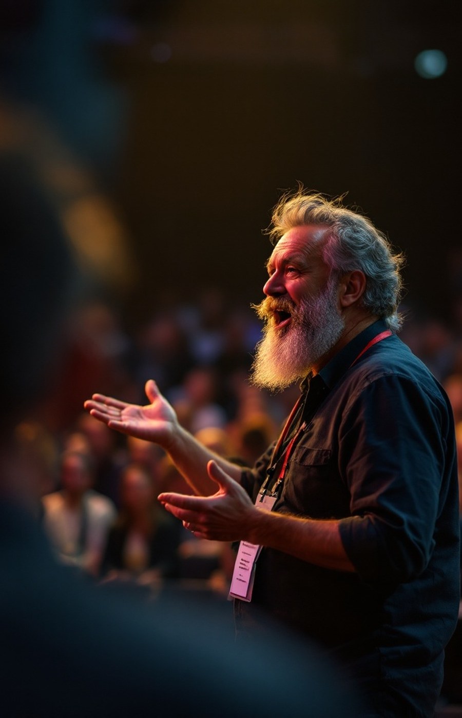Grady Booch on stage with admirers of his work