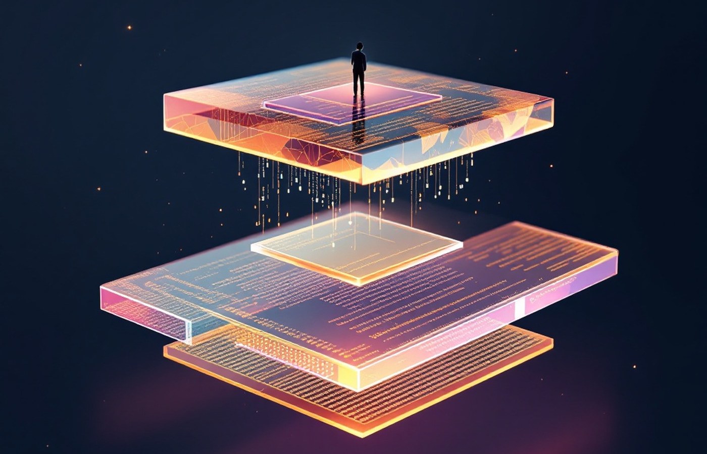 Illustration of execution levels stacked above a base program