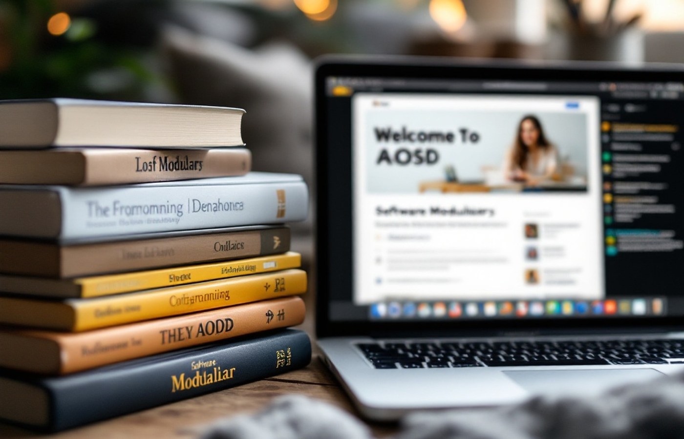 Books and a laptop for learning AOSD